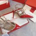 Valentino Rockstud Caged Pumps 100mm In Red Patent Leather
