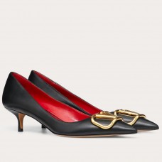 Valentino Garavani Vlogo Pumps 45mm In Black Lambskin Valentino Garavani Vlogo Pumps 45mm In Black Lambskin