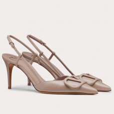 Valentino Vlogo Slingback Pumps 80mm In Poudre Calfskin Valentino Vlogo Slingback Pumps 80mm In Poudre Calfskin