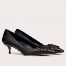 Valentino VLogo Signature Pumps 45mm In Black Calfskin Valentino VLogo Signature Pumps 45mm In Black Calfskin