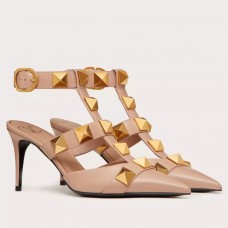 Valentino Roman Stud Pumps 80mm In Rose Cannelle Calfskin Valentino Roman Stud Pumps 80mm In Rose Cannelle Calfskin
