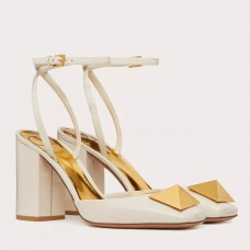Valentino One Stud Pumps 90mm In White Patent Leather Valentino One Stud Pumps 90mm In White Patent Leather