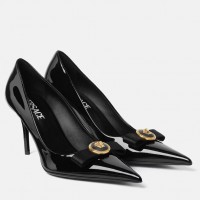 Versace Gianni Ribbon Pumps 80mm In Black Patent Leather Versace Gianni Ribbon Pumps 80mm In Black Patent Leather
