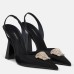 Versace La Medusa Slingback Pumps In Black Satin Versace La Medusa Slingback Pumps In Black Satin