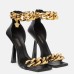 Versace Medusa Chain Sandals 110mm In Black Leather Versace Medusa Chain Sandals 110mm In Black Leather