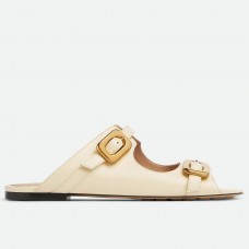 Bottega Veneta Stretch Buckle Sandals in White Calfskin Bottega Veneta Stretch Buckle Sandals in White Calfskin