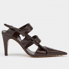 Bottega Veneta BV Point Slingback Sandals In Chocolate Lambskin Bottega Veneta BV Point Slingback Sandals In Chocolate Lambskin