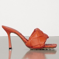Bottega Veneta Lido Sandals In Orange Intrecciato Leather Bottega Veneta Lido Sandals In Orange Intrecciato Leather