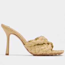 Bottega Veneta Stretch Sandals In Beige Intrecciato Raffia Bottega Veneta Stretch Sandals In Beige Intrecciato Raffia