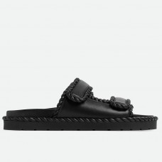 Bottega Veneta Jack Flat Slides in Black Lambskin Bottega Veneta Jack Flat Slides in Black Lambskin