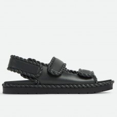 Bottega Veneta Jack Flat Slingback Sandals in Black Lambskin Bottega Veneta Jack Flat Slingback Sandals in Black Lambskin