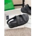 Bottega Veneta Jack Flat Slingback Sandals in Black Lambskin