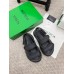 Bottega Veneta Jack Flat Slingback Sandals in Black Lambskin