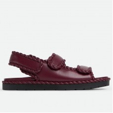 Bottega Veneta Jack Flat Slingback Sandals in Bordeaux Lambskin Bottega Veneta Jack Flat Slingback Sandals in Bordeaux Lambskin