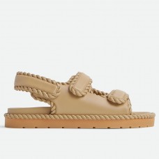 Bottega Veneta Jack Flat Slingback Sandals in Beige Lambskin Bottega Veneta Jack Flat Slingback Sandals in Beige Lambskin