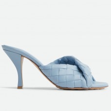 Bottega Veneta Blink Mules 80mm in Blue Intrecciato Lambskin Bottega Veneta Blink Mules 80mm in Blue Intrecciato Lambskin
