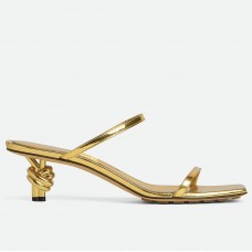 Bottega Veneta Knot Sandals 45mm in Gold Lambskin Bottega Veneta Knot Sandals 45mm in Gold Lambskin