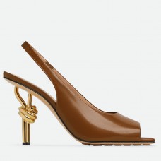Bottega Veneta Knot Slingback Sandals 90mm in Brown Lambskin Bottega Veneta Knot Slingback Sandals 90mm in Brown Lambskin