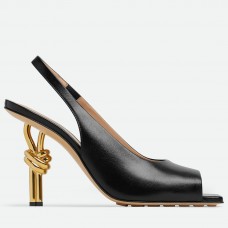 Bottega Veneta Knot Slingback Sandals 90mm in Black Lambskin Bottega Veneta Knot Slingback Sandals 90mm in Black Lambskin