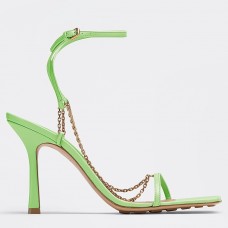 Bottega Veneta Stretch Chain Sandals In Pistachio Lambskin Bottega Veneta Stretch Chain Sandals In Pistachio Lambskin