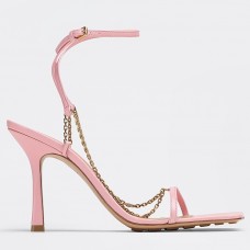 Bottega Veneta Stretch Chain Sandals In Pink Lambskin Bottega Veneta Stretch Chain Sandals In Pink Lambskin