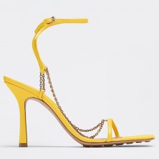 Bottega Veneta Stretch Chain Sandals In Yellow Lambskin Bottega Veneta Stretch Chain Sandals In Yellow Lambskin