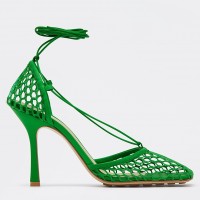 Bottega Veneta Stretch Sandals In Green Mesh Bottega Veneta Stretch Sandals In Green Mesh