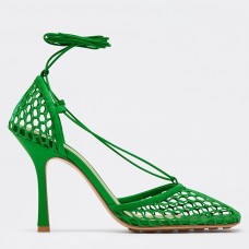 Bottega Veneta Stretch Sandals In Green Mesh Bottega Veneta Stretch Sandals In Green Mesh