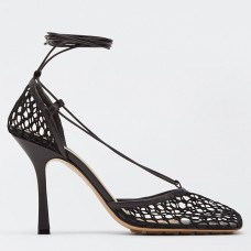 Bottega Veneta Stretch Sandals In Black Mesh Bottega Veneta Stretch Sandals In Black Mesh