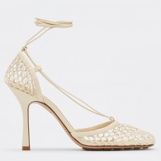 Bottega Veneta Stretch Sandals In White Mesh Bottega Veneta Stretch Sandals In White Mesh