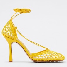 Bottega Veneta Stretch Sandals In Yellow Mesh Bottega Veneta Stretch Sandals In Yellow Mesh