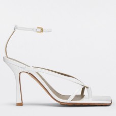 Bottega Veneta Stretch Sandals 90MM In White Lambskin Bottega Veneta Stretch Sandals 90MM In White Lambskin
