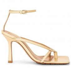Bottega Veneta Stretch Sandals In Gold Metallic Lambskin Bottega Veneta Stretch Sandals In Gold Metallic Lambskin