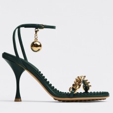 Bottega Veneta Dot Sandals with Chain Straps In Inkwell Lambskin Bottega Veneta Dot Sandals with Chain Straps In Inkwell Lambskin