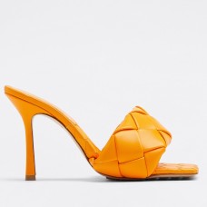 Bottega Veneta Lido Sandals In Tangerine Intreccio Leather Bottega Veneta Lido Sandals In Tangerine Intreccio Leather