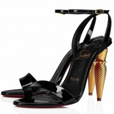 Christian Louboutin Lipqueen Sandals 100mm In Black Patent Leather Christian Louboutin Lipqueen Sandals 100mm In Black Patent Leather