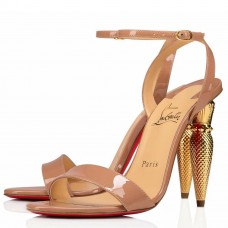 Christian Louboutin Lipqueen Sandals 100mm In Nude Patent Leather Christian Louboutin Lipqueen Sandals 100mm In Nude Patent Leather
