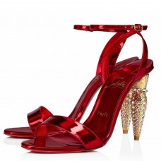 Christian Louboutin Lipstrass Queen Sandals 100mm In Red Patent Leather Christian Louboutin Lipstrass Queen Sandals 100mm In Red Patent Leather