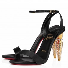 Christian Louboutin Lipstrass Queen Sandals 100mm In Black Satin Christian Louboutin Lipstrass Queen Sandals 100mm In Black Satin