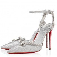 Christian Louboutin Marykate Queen 100MM Pumps In Silver Glittered