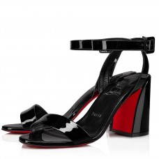Christian Louboutin Miss Sabina 85MM Sandals In Black Patent Leather Christian Louboutin Miss Sabina 85MM Sandals In Black Patent Leather