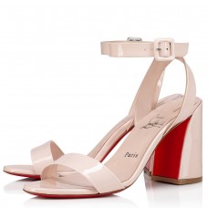 Christian Louboutin Miss Sabina 85MM Sandals In Beige Patent Leather Christian Louboutin Miss Sabina 85MM Sandals In Beige Patent Leather