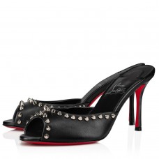 Christian Louboutin Me Dolly Spike 85MM Sandals In Black Lambskin Christian Louboutin Me Dolly Spike 85MM Sandals In Black Lambskin