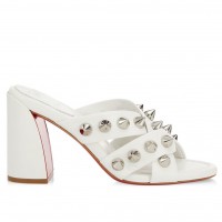 Christian Louboutin Spika Club Sandals 85mm In White Leather Christian Louboutin Spika Club Sandals 85mm In White Leather