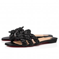 Christian Louboutin Marmela Flat Sandals In Black Lambskin Christian Louboutin Marmela Flat Sandals In Black Lambskin