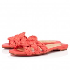 Christian Louboutin Marmela Flat Sandals In Orange Lambskin Christian Louboutin Marmela Flat Sandals In Orange Lambskin