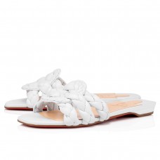 Christian Louboutin Marmela Flat Sandals In White Lambskin Christian Louboutin Marmela Flat Sandals In White Lambskin