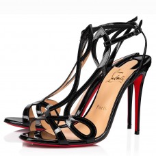 Christian Louboutin Double L 100mm Sandals In Black Patent Leather Christian Louboutin Double L 100mm Sandals In Black Patent Leather