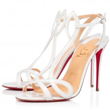 Christian Louboutin Double L 100mm Sandals In White Patent Leather Christian Louboutin Double L 100mm Sandals In White Patent Leather