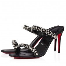 Christian Louboutin Just Chain 85mm Sandals In Black Leather Christian Louboutin Just Chain 85mm Sandals In Black Leather